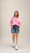 Pembe Oversize Açık Yaka Gömlek