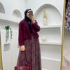 ASİMETRİK KESİM ETNİK DESEN ETEK BORDO 