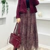 ASİMETRİK KESİM ETNİK DESEN ETEK BORDO 