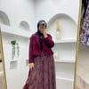 ASİMETRİK KESİM ETNİK DESEN ETEK BORDO 