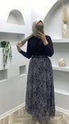 ASİMETRİK KESİM ETNİK DESEN ETEK GRİ