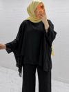 LİNA PELERİN BLUZ SİYAH
