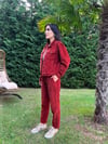 Bordo Fitilli Kadife Pantolon