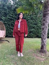 Bordo Fitilli Kadife Pantolon