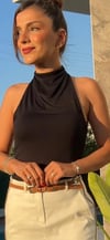 Halter Yaka Bluz Siyah&Beyaz