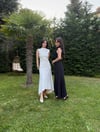 Krep Kumaş Sıfır Kol Elbise Siyah ve Beyaz