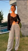 Önden Yırtmaçlı Triko Bluz Siyah&Lacivert