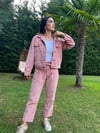 Toz Pembe Fitilli Kadife Ceket