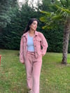 Toz Pembe Fitilli Kadife Ceket