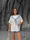 Atkı Detaylı T-shirt mavi