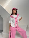 Atkı Detaylı T-shirt ve Pantolon Takım pembe
