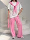 Atkı Detaylı T-shirt ve Pantolon Takım pembe