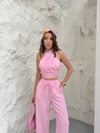 Boyundan Bağlamalı Keten Viral Takım pembe
