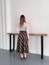 Ekose Desen Baklava Model 2'Cepli Kemerli Etek Kahve