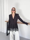 Fantoye Bayan Patchwork Dantel Blazer ceket siyah