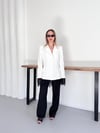 Fantoye Bayan Patchwork Dantel Blazer ceket beyaz