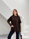 Kolları Dantel Detaylı T-shirt kahve