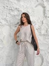 Puantiyeli Bluz Pantolon Takım beyaz