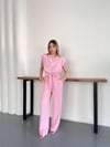Vatkalı Crep Tulum Pembe