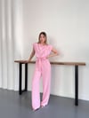 Vatkalı Crep Tulum Pembe