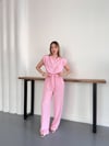 Vatkalı Crep Tulum Pembe
