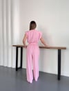 Vatkalı Crep Tulum Pembe