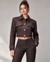 Z. GOLD DÜĞMELİ CROP BORDO/KAHVE DENİM CEKET 