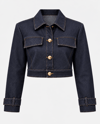 Z. GOLD DÜĞMELİ CROP  LACİVERT  CEKET 