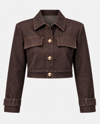 Z. GOLD DÜĞMELİ CROP BORDO/KAHVE DENİM CEKET 