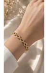 Çelik 14K Gold Zirkon Taşlı Zincir Bileklik