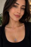 Çelik 14K Nazar Boncuklu Kolye