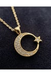 Çelik Ay Yıldız Kolye Gold
