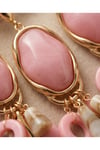 Pudra Pembe Taşlı Gold Sallantılı Kadın Küpe