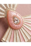 Pudra Pembe Taşlı Yelpaze Model Gold Kadın Küpe