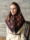 Nar Han Motif %100 Twill İpek Eşarp 90x90 | Han Silk