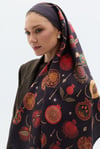 Nar Han Motif %100 Twill İpek Şal 70x190 cm