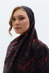 Rouge Paisley %100 Krep İpek Şal 70x190 cm