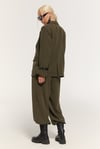 Kadın Haki Kemer Detaylı Oversize Blazer Ceket