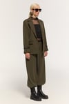 Kadın Haki Kemer Detaylı Oversize Blazer Ceket
