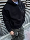 Basic Siyah Kapşonlu Hoodie