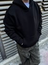 Basic Siyah Kapşonlu Hoodie