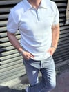 Beyaz Regular Yarım Fermuarlı T-Shirt