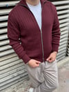 Borda Çift Fermuarlı Örme Hırka