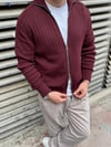 Borda Çift Fermuarlı Örme Hırka