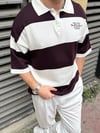 Çizgili Bordo Yakalı Triko T-Shirt