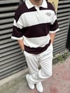 Çizgili Bordo Yakalı Triko T-Shirt