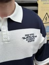 Çizgili Lacivert Yakalı Triko T-Shirt