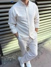 Krem Regular Fit Keten Gömlek 