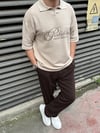 Nakış Detay Kahve Yakalı Triko T-Shirt
