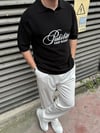 Nakış Detay Siyah Yakalı Triko T-Shirt